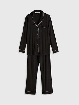 G?mlek Yaka Kad?n Pijama Tak?m?