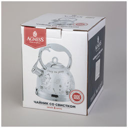 ЧАЙНИК AGNESS СО СВИСТКОМ, 3Л, ИНДУКЦИОН. КАПСУЛ. ДНО  фото 2