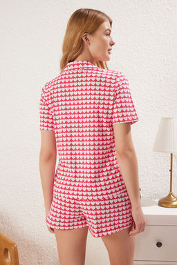 Trendyolmilla Pembe %100 Pamuklu Kalpli Sortlu Orme Pijama Tak?m? THMSS25PT00174  фото 6