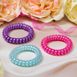 Цена за 6 шт. Резинка для волос Пружинка перелив, микс