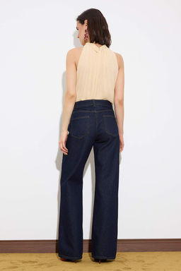Koyu Mavi Cep Detayl? Yuksek Bel Wide Leg Jeans TWOSS26JE00028 - Trendyolmilla фото 10