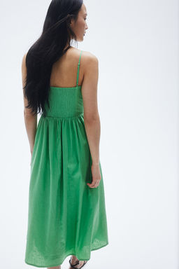 Vestido midi en mezcla de lino - H&m фото 5