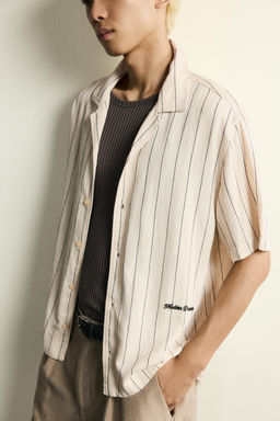 CAMISA RELAXED FIT RAYS BORDADOS / Crudo - Zara фото 5
