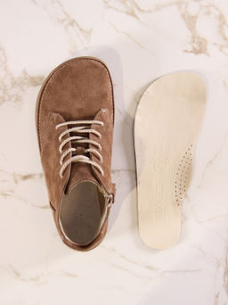 Босоногие ботинки 210.NATAbr.Серо-коричневая замша/Мех