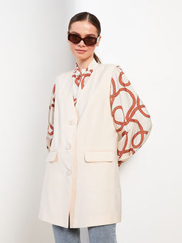 Kad?n V Yaka D?z Klasik Yelek