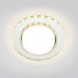 DLS-L155 GX53 GLASSY/CLEAR 3D Светильник декоративный встраиваемый, серия Luciole. Без лампы, цоколь GU5.3. Доп. светодиодная подсветка 4Вт. Металл/стекло. Зеркальный/Прозрачный, эффект 3D. ТМ Fametto