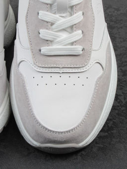 03-YC527-2 WHITE/GRAY Кроссовки женские (натуральная кожа)