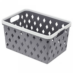 "Домашняя мода" Корзина пластмассовая для хранения "Плетенка-Ромб" 25х18см h14см, с ручками, серый (Китай)