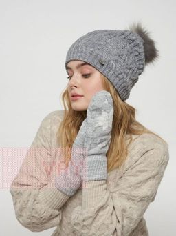 Варежки женские 212-8225. 031/501 св.серый/оптик