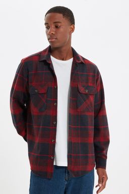 TRENDYOL MAN Bordo Cift Cep Kapakl? Regular Fit K?sl?k Oduncu Kareli Gomlek TMNAW21GO0031 - Trendyolmilla фото 13