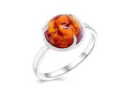 Кольцо из серебра янтарь, КП76