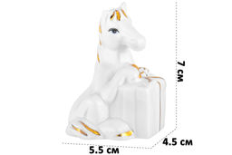 Фигурка декоративная 5,5*4,5*7 см Лошадь с подарком белая с золотом, фарфор - Elan gallery фото 2
