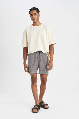 Короткие шорты для плавания стандартного кроя с сетчатой подкладкой и рисунком - Defacto фото 2