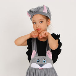 Карнавальный костюм «Кошечка серая с мордочкой», плюш, р. 32, рост 122 см