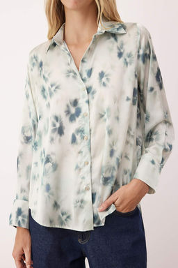 Yesil Floral Desenli Dokumlu Gomlek TWOAW26GO00087 - Trendyolmilla фото 3