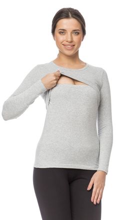 Лонгслив для кормящих, серый меланж - Knitka wear фото 4
