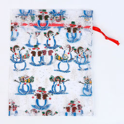 Мешок подарочный Снеговики на лыжах, р. 25 32 см, органза - Страна карнавалия фото 2