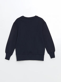 Bisiklet Yaka Bask?l? Erkek ?ocuk Sweatshirt