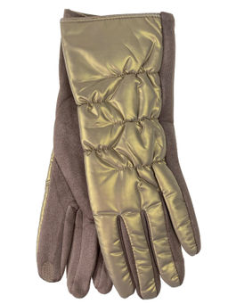 Элегантные женские перчатки из кожи и велюра, цвет шоколад - Greta фото 25