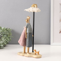 Фигурка полистоун Пара с тучкой и солнцем, розово-голубой, 6?16?30 см