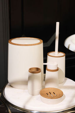 Trendyolmilla Home 2li Plastik Ahsap Gorunum Detayl? Cop Kovas? ve F?rca Banyo Seti TPHSS25BST00000  фото 4