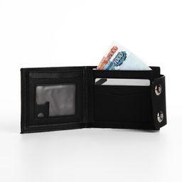 Портмоне мужское на магнитах, отдел для купюр, для карт, для монет, чёрное