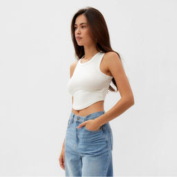 Топ в рубчик женский MIST, onesize, белый