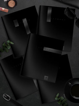 Тетрадь 48 л. А5 кл. скреп. офс. LOREX TOTAL BLACK EDITION мел. карт. запечатка форзаца, soft touch, выб.УФ-лак