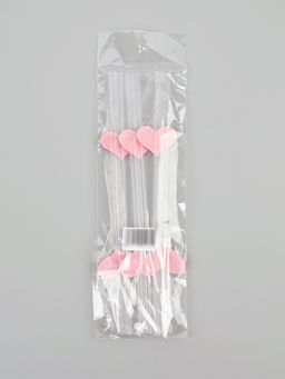 Трубочки для коктейлей Сердечки, розовые, 6 шт.