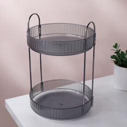 Органайзер для хранения, 2 секции, вращающийся, d=23×33.5 см, серый