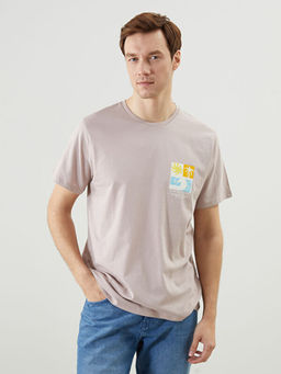 Bisiklet Yaka K?sa Kollu Bask?l? Penye Erkek Ti??rt