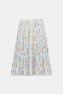 FALDA MIDI BORDADOS RAYAS / Multicolor - Zara фото 8
