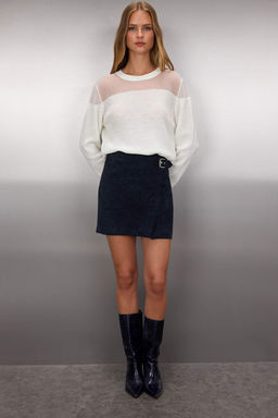 Siyah Simli Transparan Detayl? Triko Kazak TWOAW24KZ01023 - Trendyolmilla фото 17