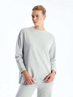 Bisiklet Yaka D?z Oversize Kad?n Sweatshirt Tunik
