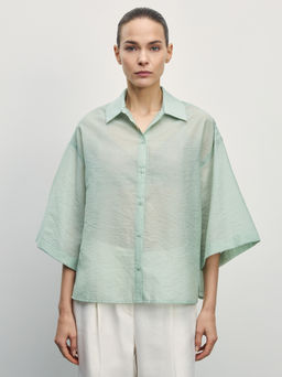 Рубашка из хлопка с коротким рукавом / Zarina фото 3