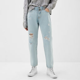 Джинсы женские мом MIST: Denim, размер (28) 44, голубые
