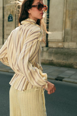 CHAQUETA CON LINO RAYAS / Amarillo - Zara фото 6