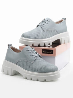 03-HY11-3D GRAY/LT. BLUE Полуботинки летние женские (натуральная кожа)
