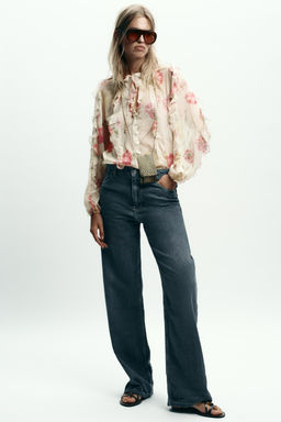 SEMI-SHEER FLORAL PRINT SHIRT - Zara фото 16