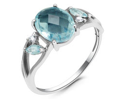 Кольцо из серебра топаз, Виталина