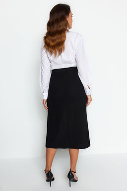TRENDYOLMILLA Siyah Tuvit Kumas Dugme Detayl? Midi Dokuma Etek TWOAW24ET00223  фото 4