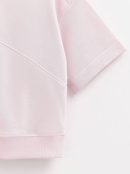 CONTE Комбинированная футболка из футера c вставками в рубчик LD 2573 crystal pink