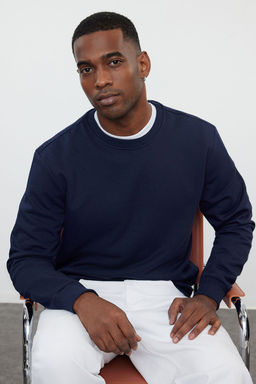Lacivert Regular/Normal Kesim Ici Polar/S?cak Tutan Sweatshirt TMNAW21SW1208