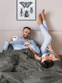 Постельное белье Моноспейс Семейный (2 пододеяльника) + 4 наволочки, антрацит