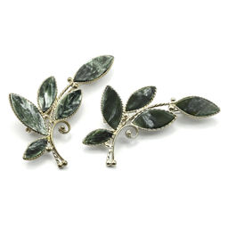 Брошь серафинит "Веточка" малая 55*30мм.