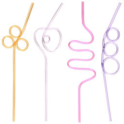 Цена за 4 шт. Трубочка для коктейля "Неоновый вихрь" (набор 4 шт), микс цветов