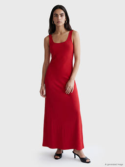 Kare Yaka Bodycon Elbise