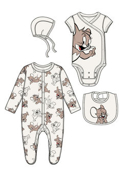 PlayToday / Комплект для девочки: боди, комбинезон, нагрудник, чепчик