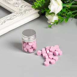 Цена за 2 шт. Сургуч в гранулах в баночке Восьмигранник телесный розовый 9 гр 4,5х3х3 см - Арт узор фото 3