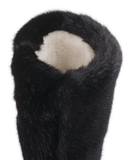 Унты женские на войлочной подошве., Черные. Мех "норка" черная.